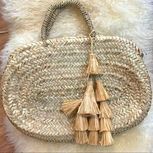 Buji Baja Natural Straw Handbag with Removable Tassels